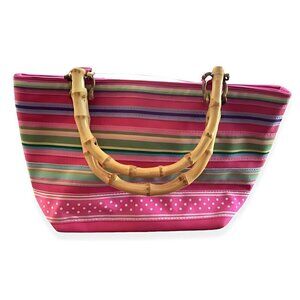 Tianni Mini Handbag Bamboo Handles Magnetic Button Stripe Pattern Multi-Color OS